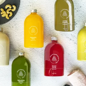 product photo of four antidote juice bottles